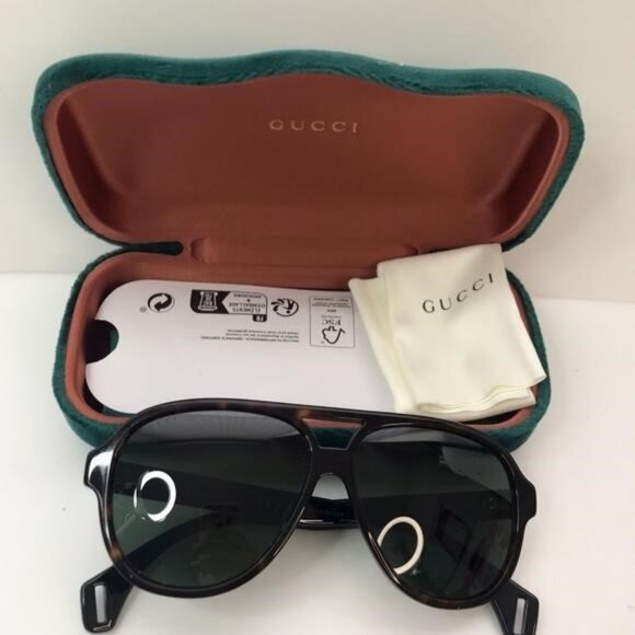 💯 Original Gucci GG0463S Men's Aviator Sunglasses, Brown/Green - Picture 2 of 12